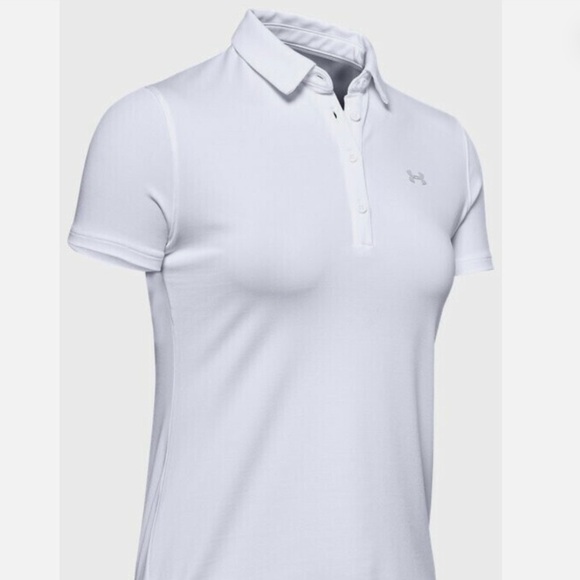 NWT Under Armour Heat Gear Women's White Golf Polo Shirt M UPF 50 - Picture 2 of 13